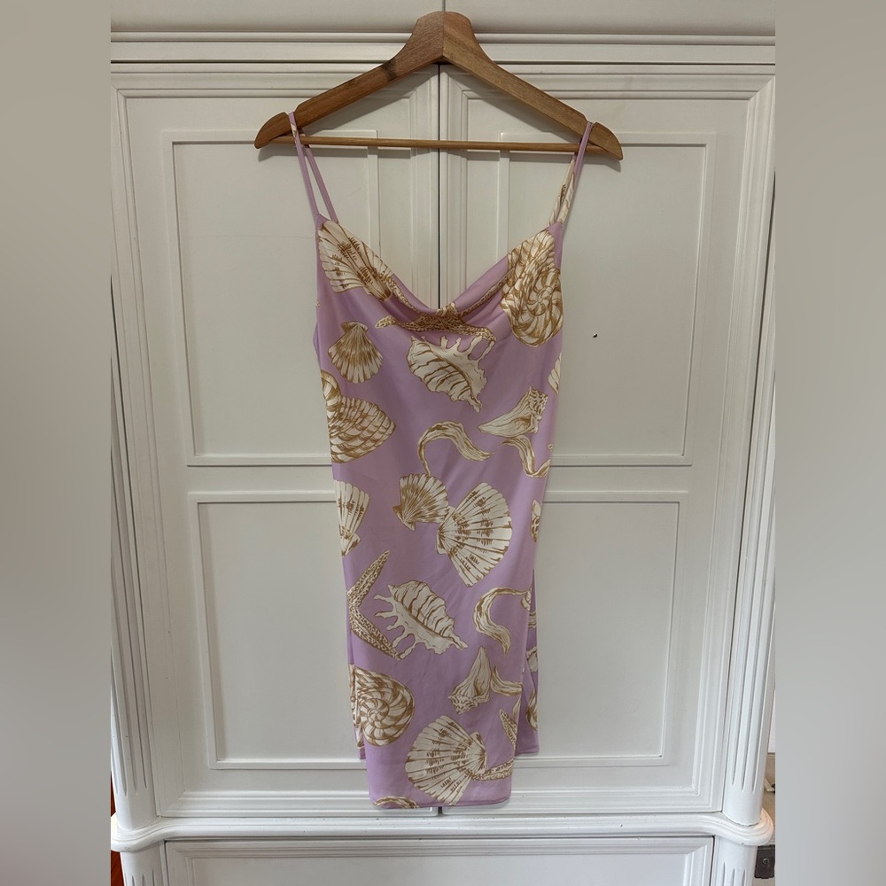 Urban Outfitters Pink Starfish Print Satin Slip Dress